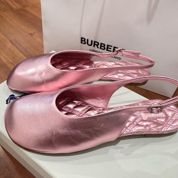 BURBERRY
Leather Baby Slingback Ballerinas In Flash